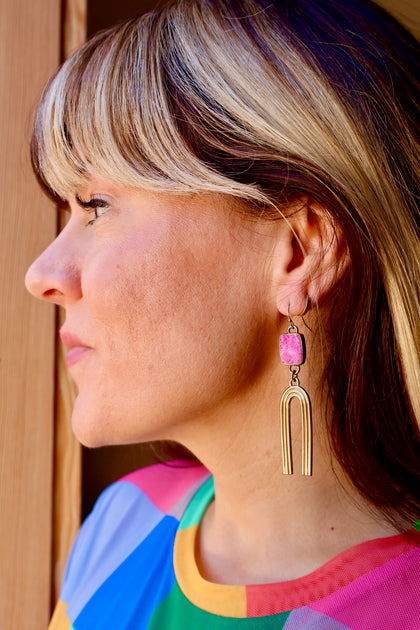 Rainbow Connection Earrings Cobtalo Calcite