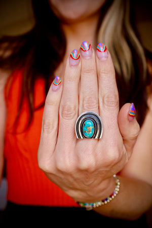 Rainbow Connection Ring Sterling Silver & Turquoise RC22