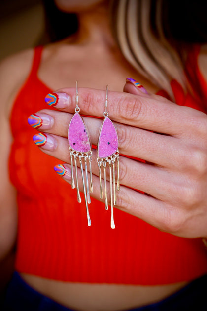 Cobalto Calcite Fringe Earrings Sterling Silver