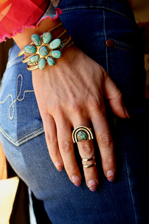 White Water Turquoise Flower Cuff RC52