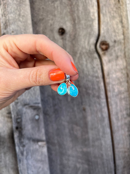 Kingman Turquoise & Sterling SIlver Dainty Hoop Huggie Earring