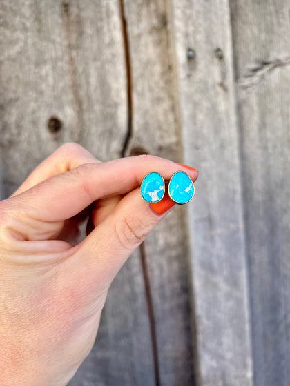 Kingman Turquoise & Gold Alchemia Stud Earring