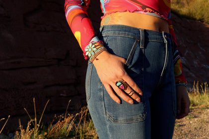 White Water Turquoise Flower Cuff