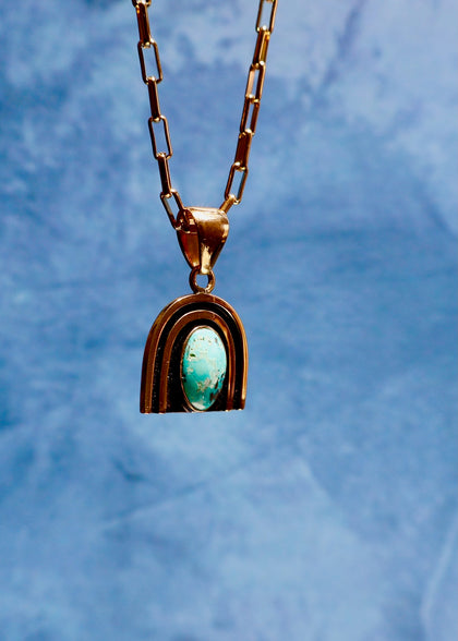 Rainbow Connection Turquoise Pendant on paperclip chain