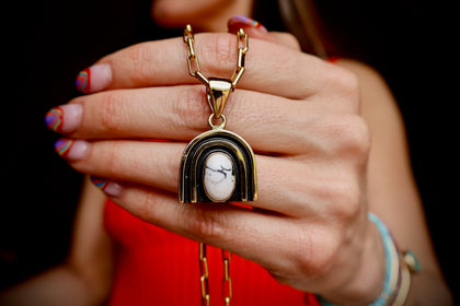 Rainbow Connection White Buffalo Pendant on paperclip chain