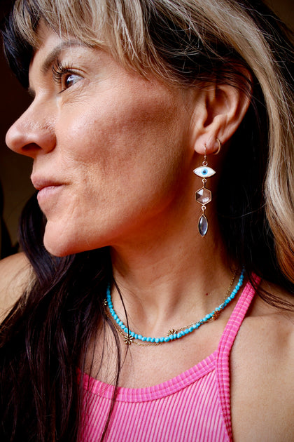 Chalcedony Evil Eye Earrings