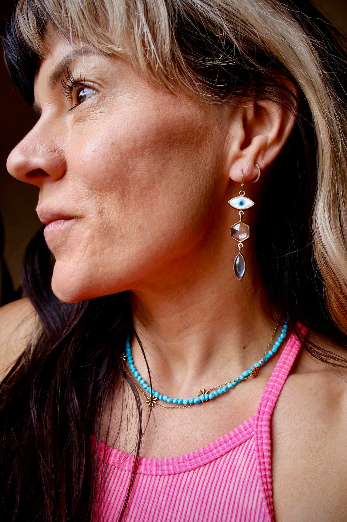 Chalcedony Evil Eye Earrings DT9