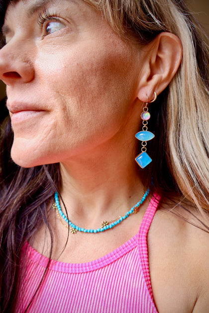 Chalcedony & Aurora Opal Earrings