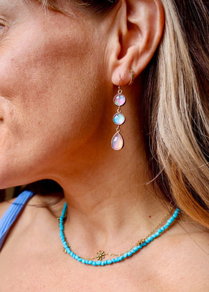Aurora Opal Triple Stone Earrings DT11