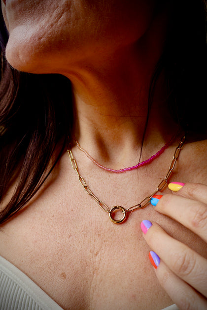 Charm Necklace With Front Clasp