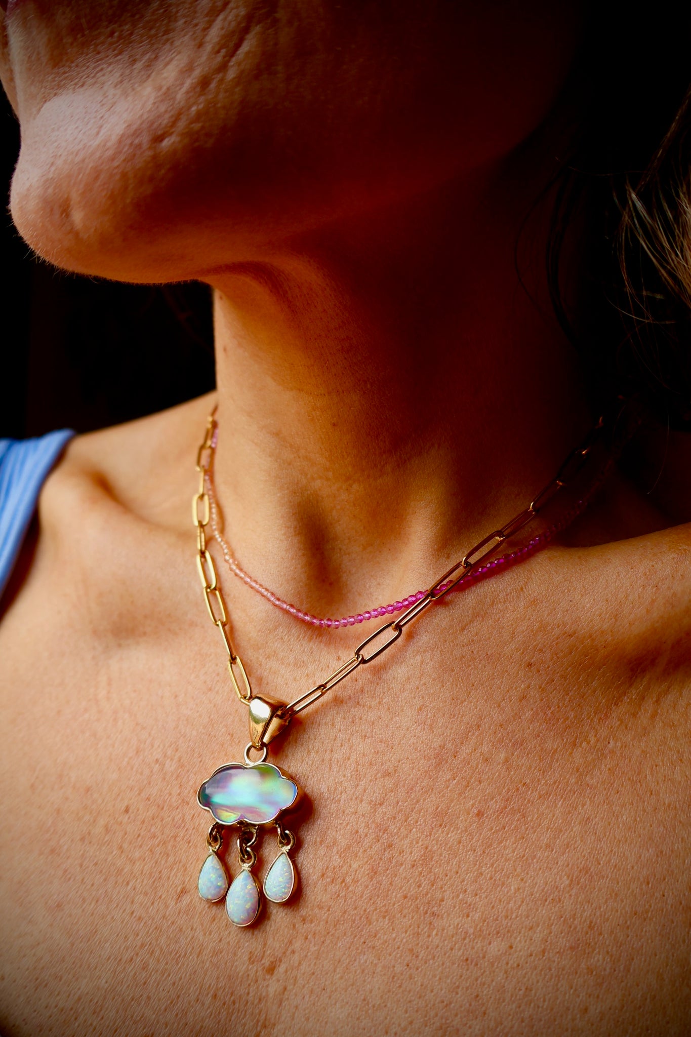 Rain Drops Necklace Aurora Opal DT47