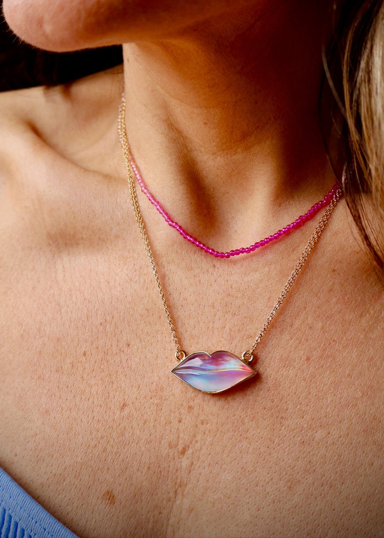 Floating Lips Aurora Opal Necklace DT50