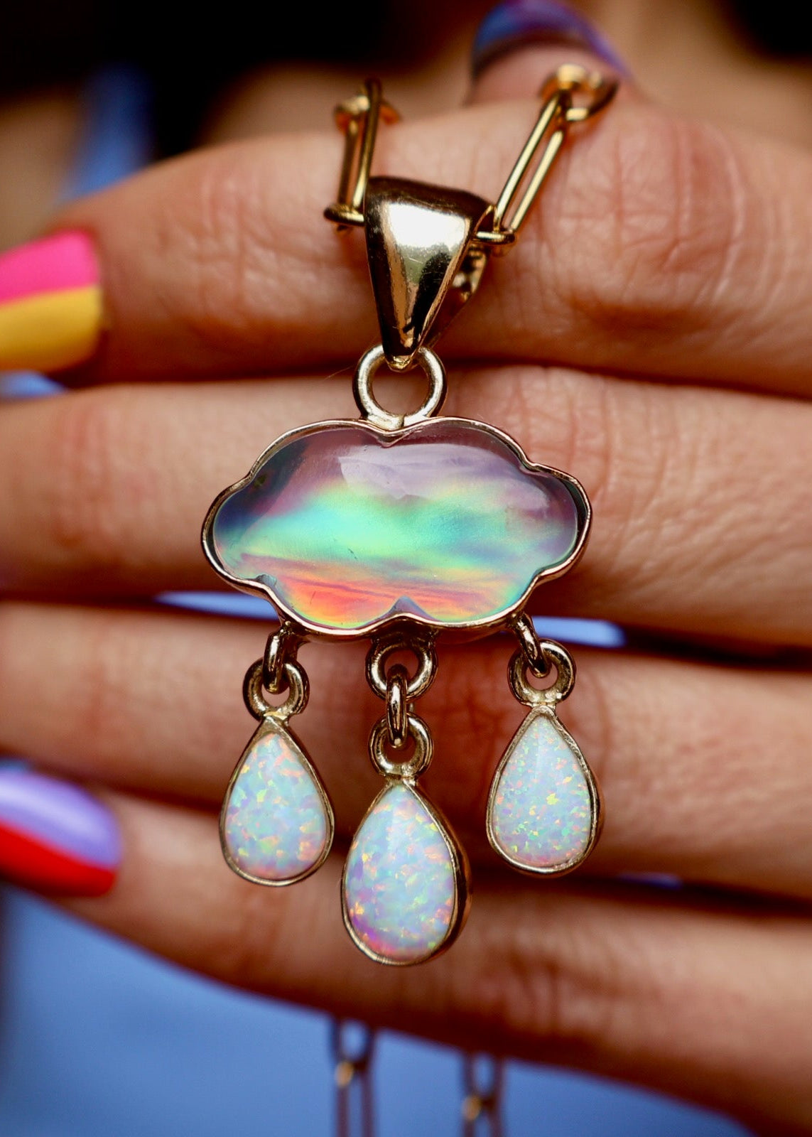 Rain Drops Necklace Aurora Opal DT47