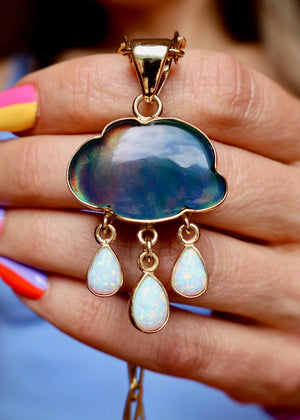Rain Drops Necklace Aurora Opal DT48