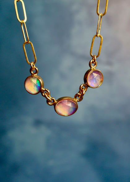 Aurora Opal Triple Stone Necklace