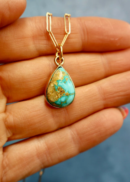 Sonoran Gold Dainty Necklace on Gold Fill Paperclip Chain