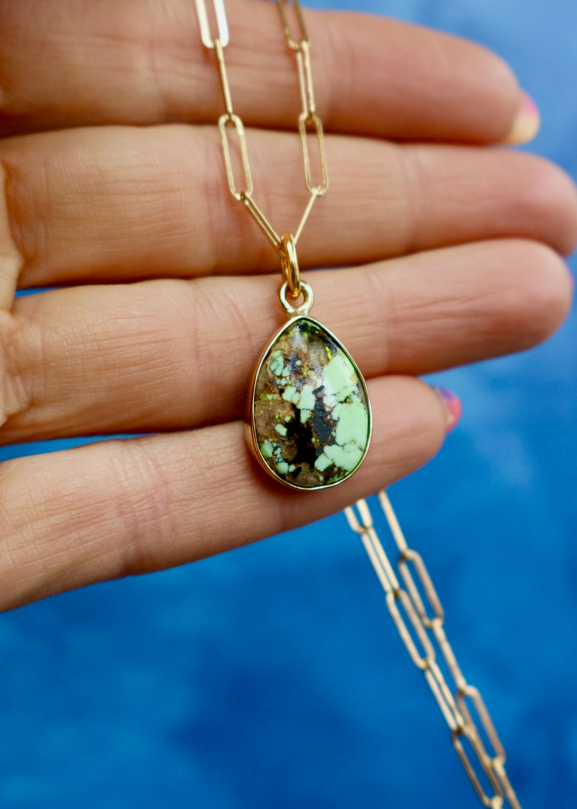 Sonoran Gold Dainty Necklace on Gold Fill Paperclip Chain DT56