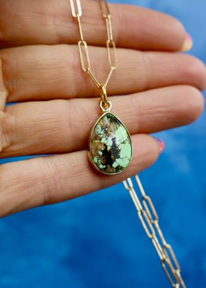 Sonoran Gold Dainty Necklace on Gold Fill Paperclip Chain DT56
