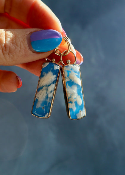 & Cloud Plume Agate Convertible Hoop Earrings