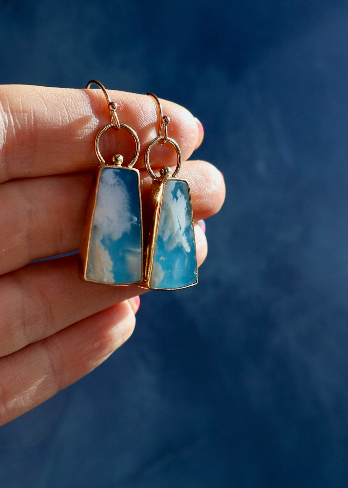 & Cloud Plume Agate Convertible Hoop Earrings DT7
