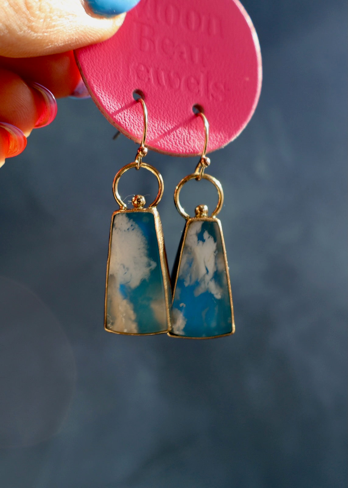 & Cloud Plume Agate Convertible Hoop Earrings DT7