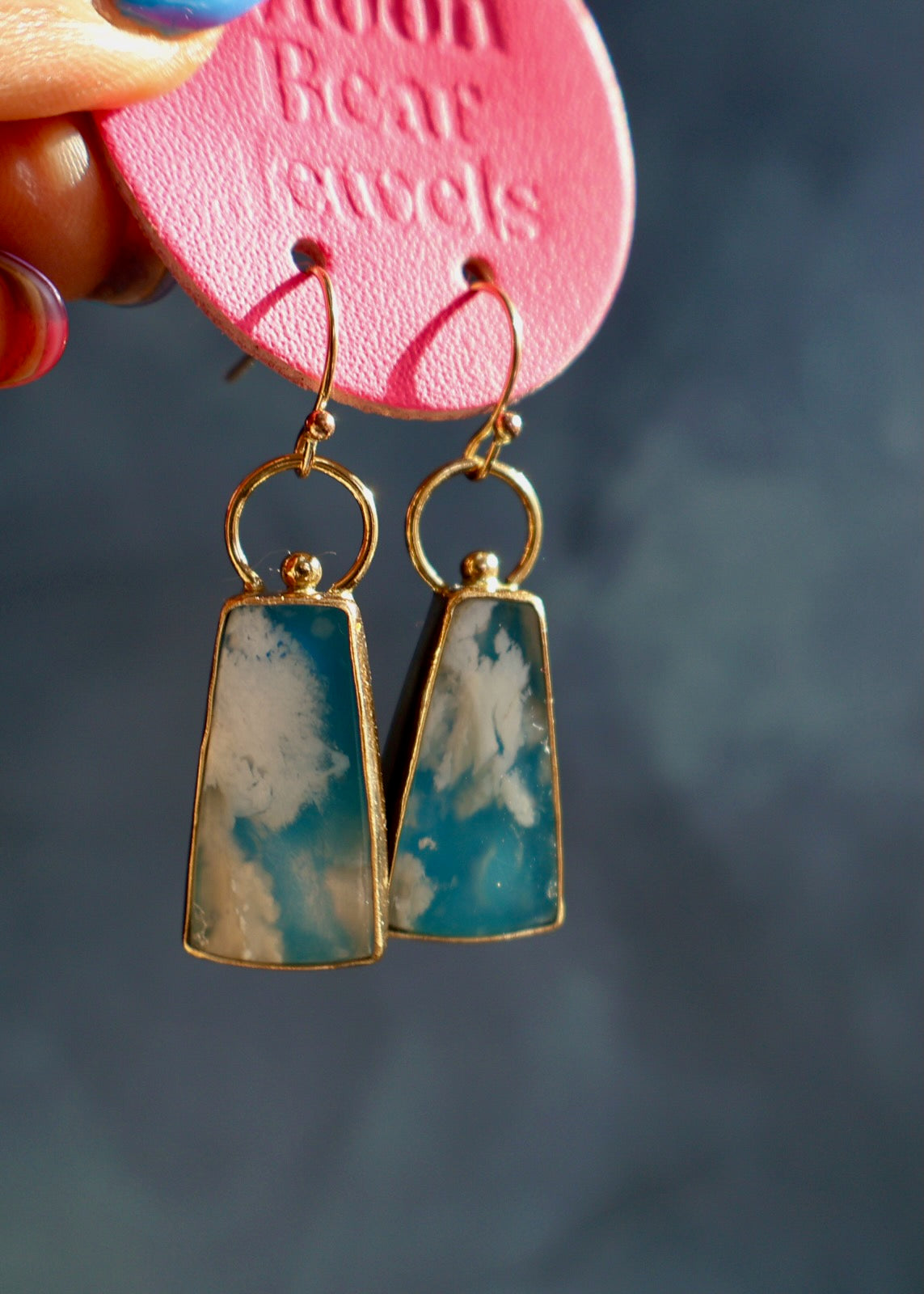 & Cloud Plume Agate Convertible Hoop Earrings DT7
