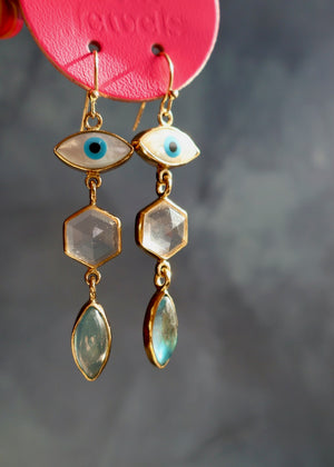 Chalcedony Evil Eye Earrings DT9
