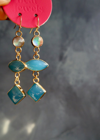 Chalcedony & Aurora Opal Earrings