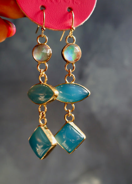 Chalcedony & Aurora Opal Earrings