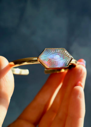 Evil Eye Aurora Opal Cuff Bracelet DT17