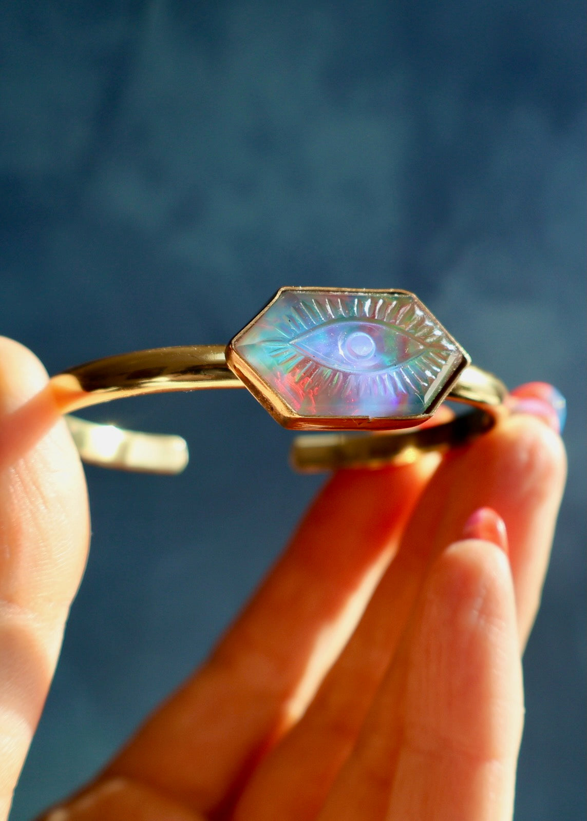 Evil Eye Aurora Opal Cuff Bracelet DT17