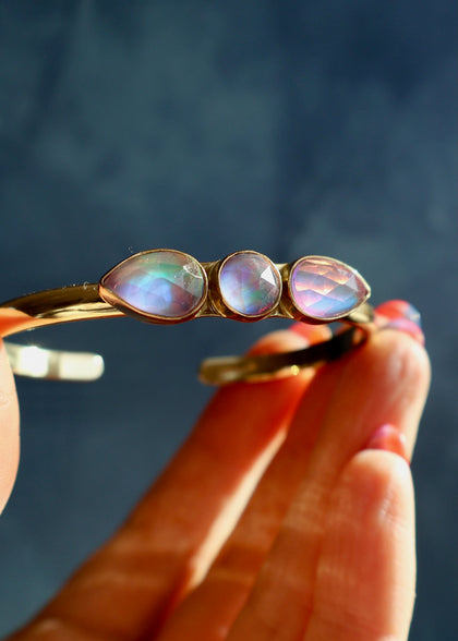 Aurora Opal Striple Stone Cuff Bracelet