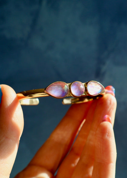 Aurora Opal Striple Stone Cuff Bracelet