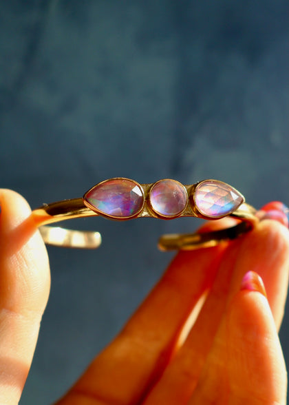 Aurora Opal Striple Stone Cuff Bracelet