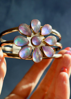 Day Tripper Daisy Bracelet Aurora Opal Statement Cuff DT23