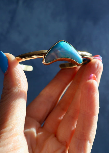 Aurora Opal Boomerang Shape Stacking Cuff Bracelet