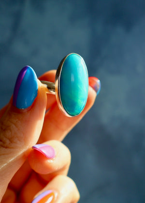 Aurora Opal & Sterling Silver Adjustable Ring DT27