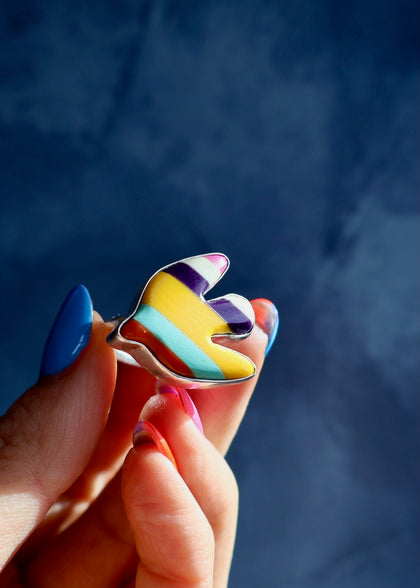 Day Tripper Bird Ring Sterlng Silver & Vintage Pool Ball