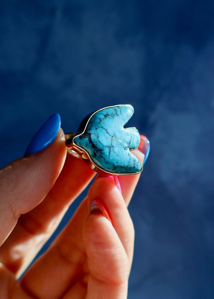 Day Tripper Bird Ring Gold Alchemia & Turquoise