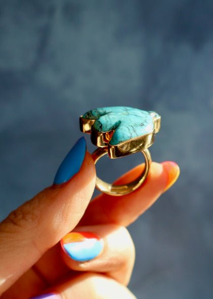 Day Tripper Bird Ring Gold Alchemia & Turquoise