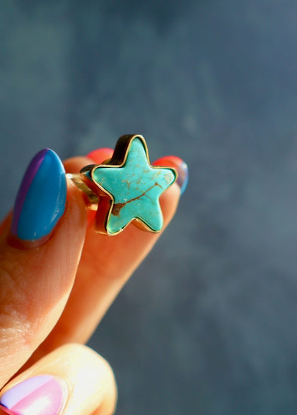 Campitos Turquoise Star Ring Gold Alchemia