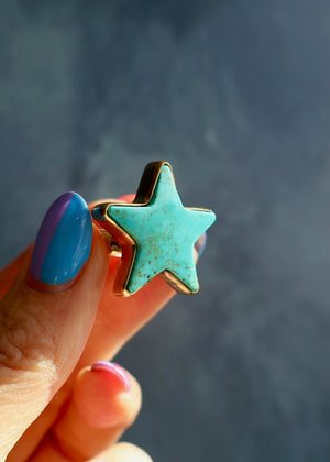 Large Campitos Turquoise Star Ring Gold Alchemia DT40