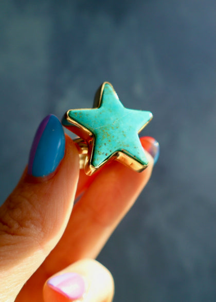 Large Campitos Turquoise Star Ring Gold Alchemia