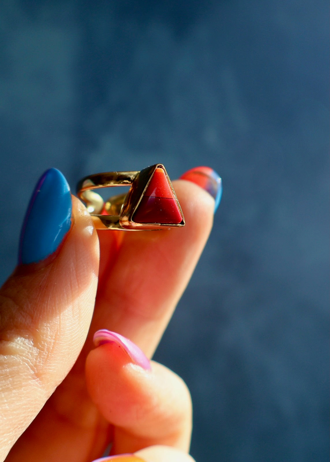 Two ton Rosarita Triangle Double Band Adjustable Ring  DT41
