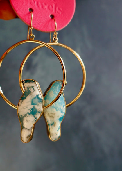 Day Tripper Bird Hoops Cloud Plume Agate