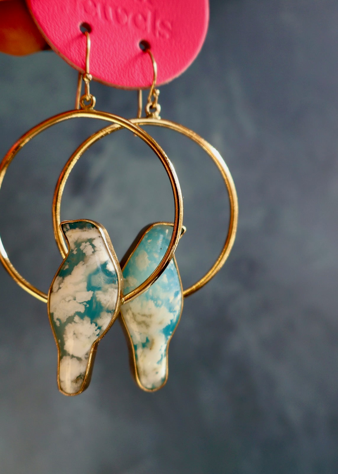 Day Tripper Bird Hoops Cloud Plume Agate DT14