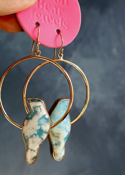 Day Tripper Bird Hoops Cloud Plume Agate