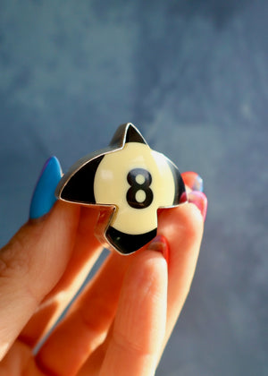 Magic 8 Vintage Pool Ball Double Bird Ring in Sterling Silver DT44