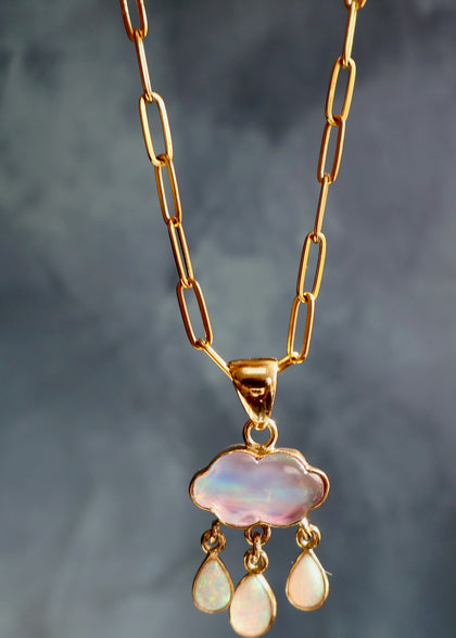 Rain Drops Necklace Aurora Opal