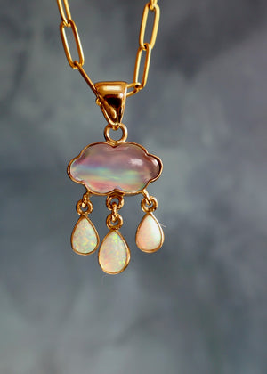 Rain Drops Necklace Aurora Opal DT47